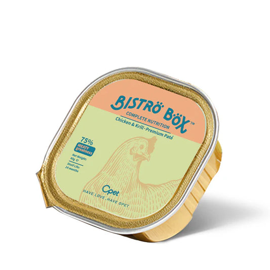 OPET Premium Pate & Smooth Mousse Bistro Box for Cats 40g*4, Chiken & Krill Premium Pate