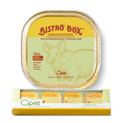 OPET Premium Pate & Smooth Mousse Bistro Box for Cats 40g*4, Pork & Manuka Honey Premium Pate