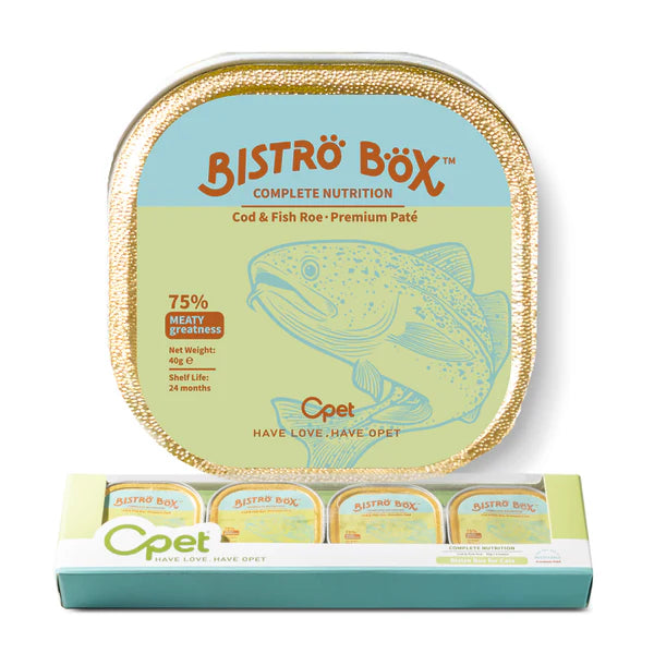 OPET Premium Pate & Smooth Mousse Bistro Box for Cats 40g*4, Cod & Fish Premium Pate