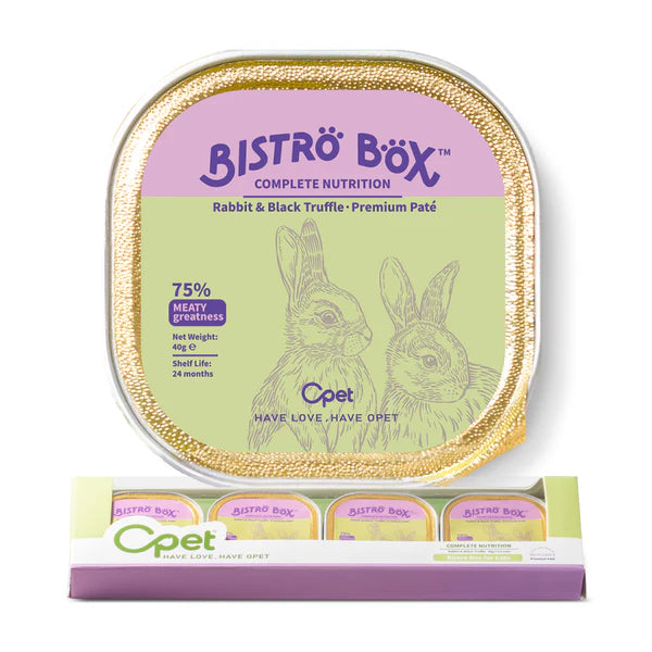 OPET Premium Pate & Smooth Mousse Bistro Box for Cats 40g*4, Rabbit & Black Truffle Premium Pate