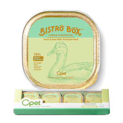 OPET Premium Pate & Smooth Mousse Bistro Box for Cats 40g*4, Duck & Goat Milk Premium Pate