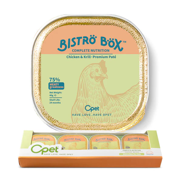 OPET Premium Pate & Smooth Mousse Bistro Box for Cats 40g*4, Chiken & Krill Premium Pate